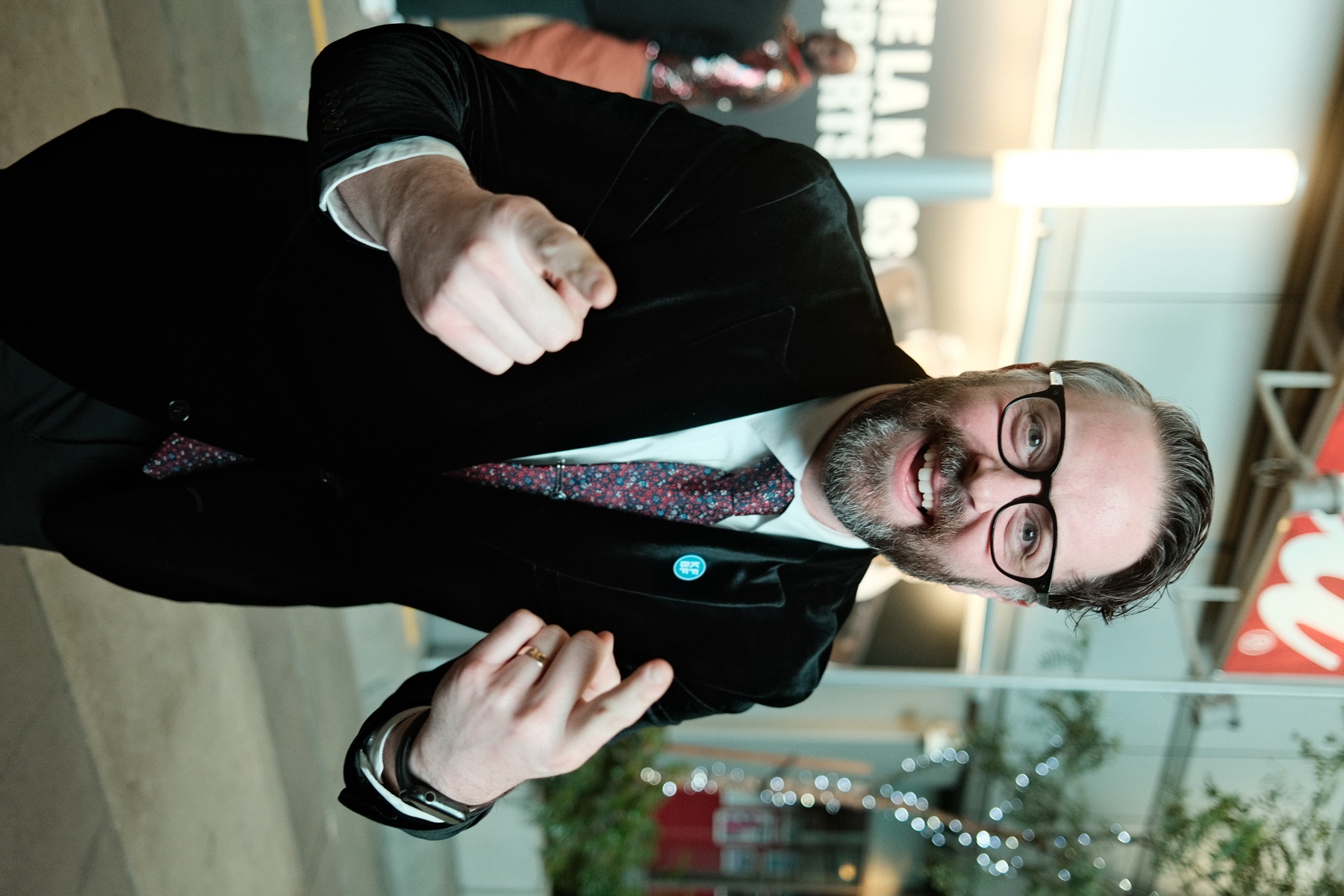 Candid portrait of a guest in a blazer